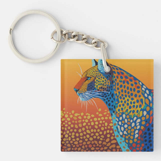Abstrakte Leopard Kunst Schlüsselanhänger (Vorderseite)