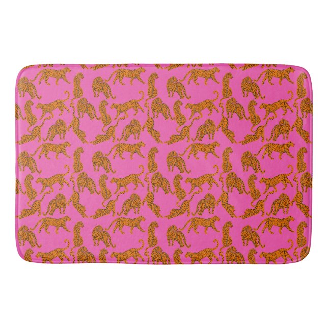 Abstrakte Leoparden mit roten Lippen und Gewinnver Badematte (Vorderseite)