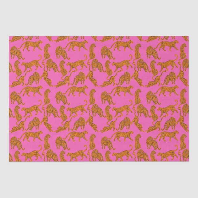 Abstrakte Leoparden mit roten Lippen und Gewinnver Seidenpapier (Vorderseite)