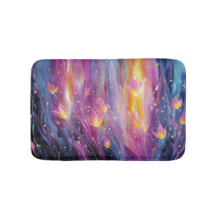 Abstrakte leuchtende Blumenexplosion Badematte