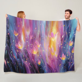 Abstrakte leuchtende Blumenexplosion Fleecedecke