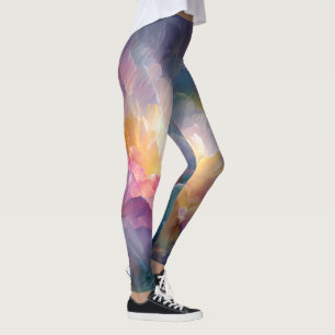 Abstrakte, leuchtende, pastellfarbene Blumenkompos Leggings