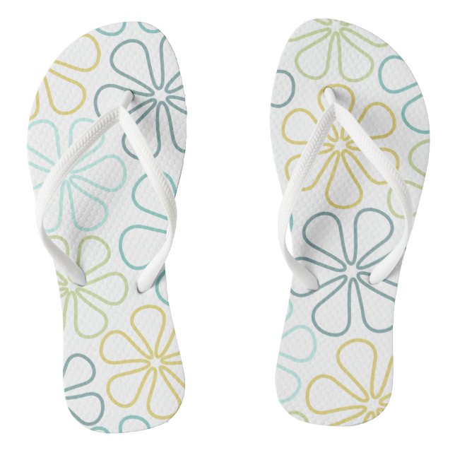 Abstrakte LG Blume Tee Gelb Limon weiß Flip Flops (Fußbett)