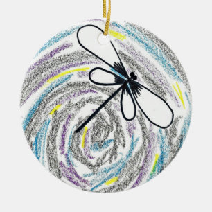Abstrakte Libellen-Weihnachtsverzierung Keramikornament