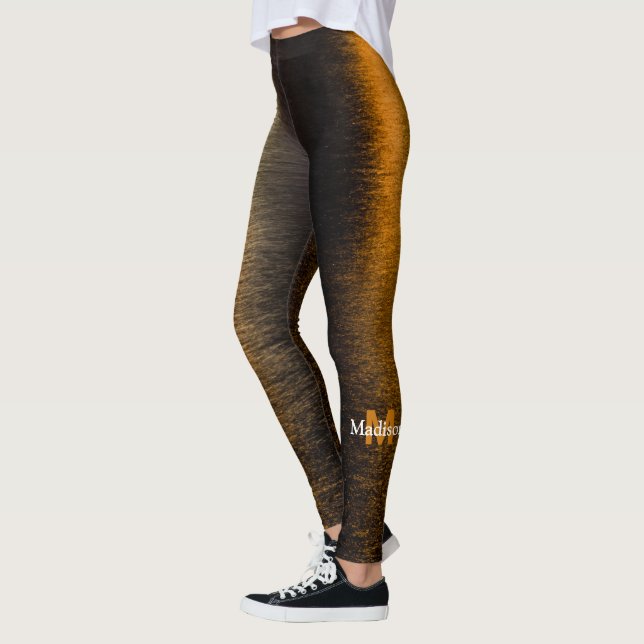 Abstrakte Lichter Seestrahler-Bronzematografie Leggings (Links)
