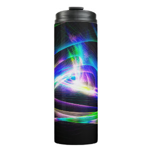 Abstrakte Lichtwellen und schwarze Hintergrundabst Thermosbecher
