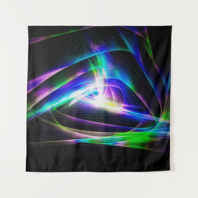 Abstrakte Lichtwellen und schwarze Hintergrundabst Wandteppich (Vorderseite)