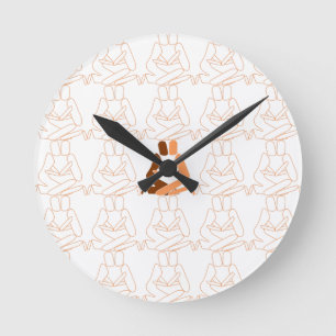 Abstrakte Liebe braun und braun Kontur Runde Wanduhr