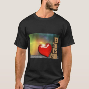 Abstrakte Liebe Herzdesign T-Shirt