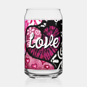 Abstrakte Liebe Herzrosa florale Polka Dosen Schwa Dosenglas