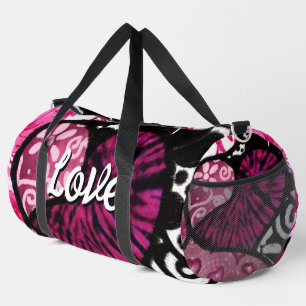 Abstrakte Liebe Herzrosa florale Polka Dosen Schwa Duffle Bag