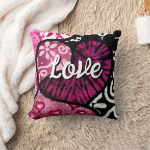 Abstrakte Liebe Herzrosa florale Polka Dosen Schwa Kissen