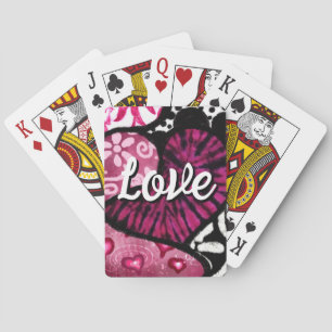 Abstrakte Liebe Herzrosa florale Polka Dosen Schwa Spielkarten