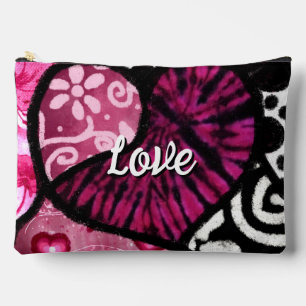 Abstrakte Liebe Herzrosa florale Polka Dosen Schwa Zubehörtasche