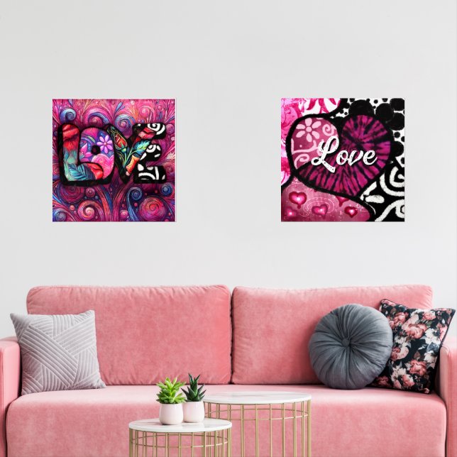 Abstrakte Liebe Word Graffiti Valentine Bilderwand Sets (Wohnzimmer)