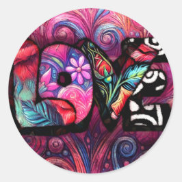 Abstrakte Liebe Word Graffiti Valentine Runder Aufkleber