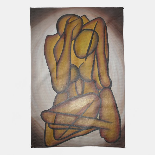 Abstrakte Liebhaber zeitgenössischer Kunst in Ocke Handtuch (Vertikal)