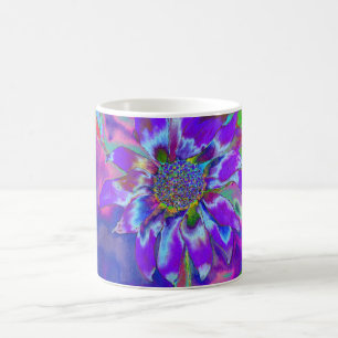 Abstrakte lila blühende Sonnenblume Retro funky Kaffeetasse