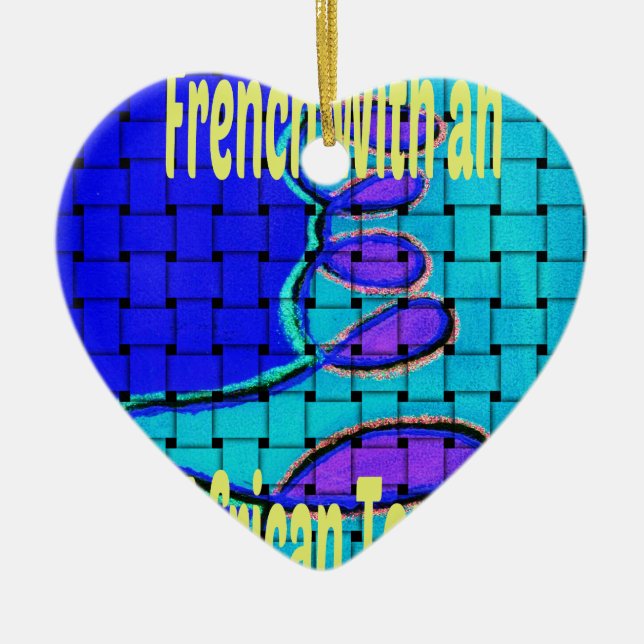 Abstrakte Lila Form des Blue African Woven Keramik Ornament (Vorne)