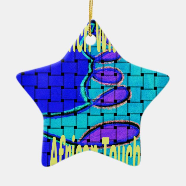 Abstrakte Lila Form des Blue African Woven Keramikornament (Vorne)