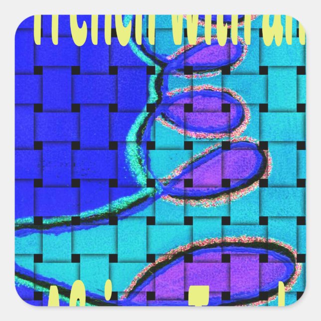 Abstrakte Lila Form des Blue African Woven Quadratischer Aufkleber (Vorderseite)