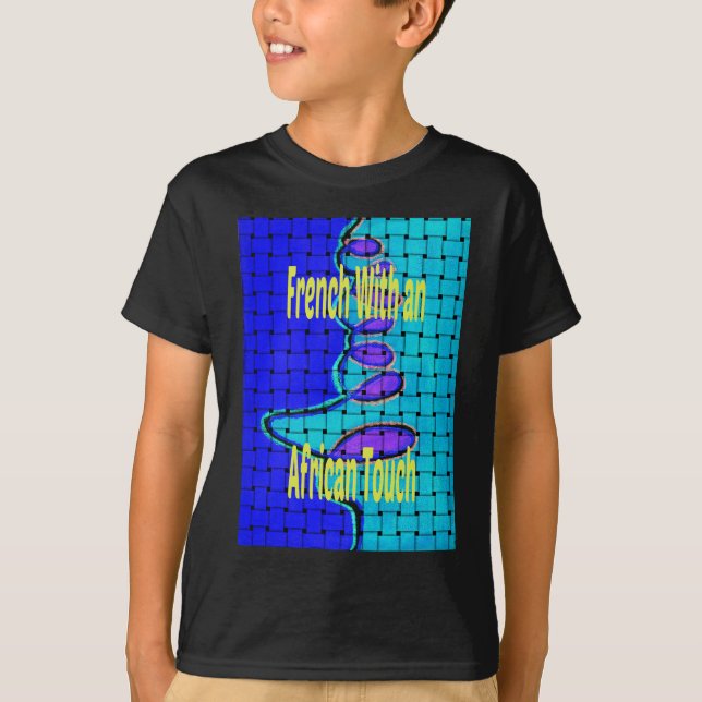 Abstrakte Lila Form des Blue African Woven T-Shirt (Vorderseite)