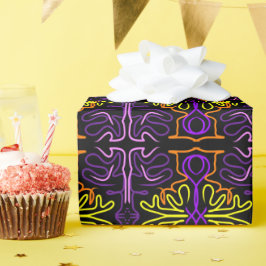 Abstrakte lila, gelbe, orangefarbene und rosa Bauw Geschenkpapier