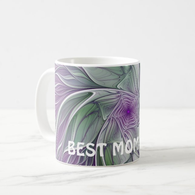 Abstrakte Lila Grüne Blume Fraktal Piazza della Ri Kaffeetasse (Vorderseite Links)