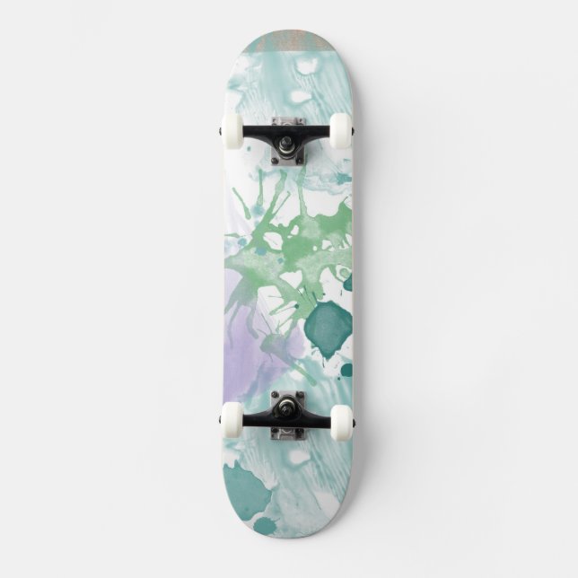 Abstrakte Lila grüne Farbe Skateboard (Vorderseite)