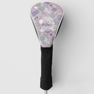 Abstrakte Lila Kreise mit Farbstreifen Golf Headcover
