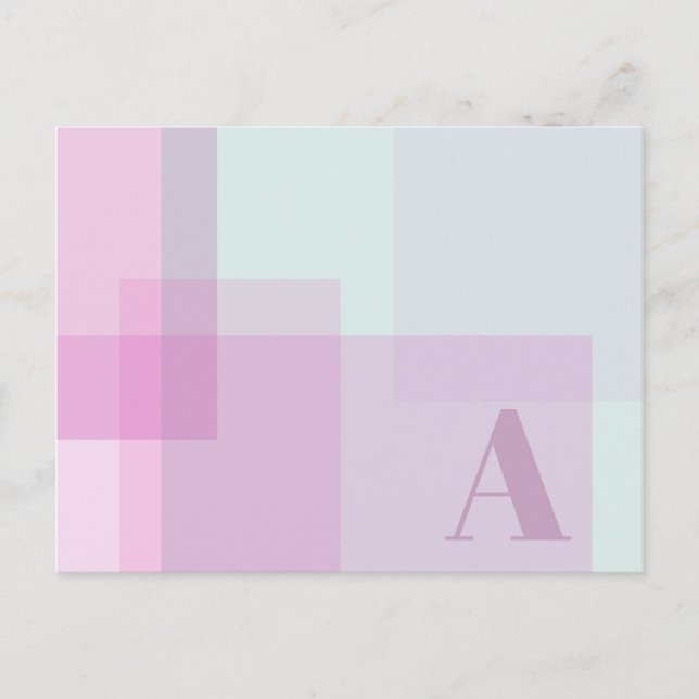 Abstrakte Lila rosa Mauve-Farbmonogramm Postkarte (Vorderseite)