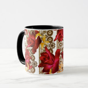 Abstrakte lila Rosen Blumen floral Spitze vintage  Tasse