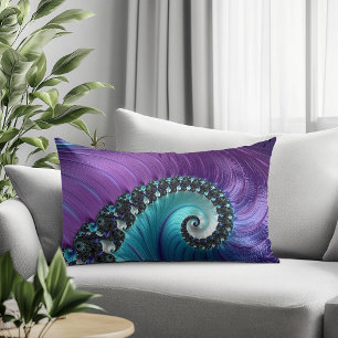 Abstrakte lila türkise Gradienten-Spiral-Fraktal Lendenkissen