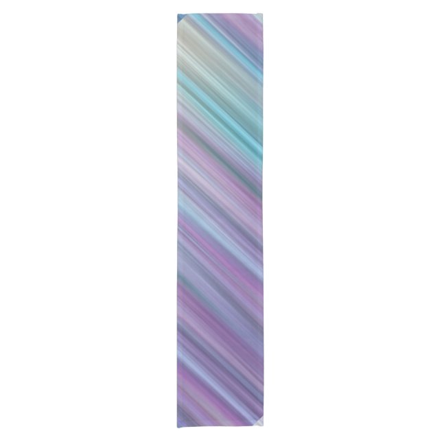 Abstrakte lila und aquamarine Steigung Stripes Kurzer Tischläufer (Vorderseite)