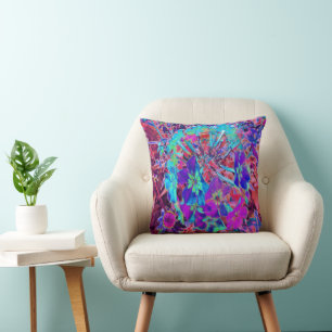 Abstrakte lila und blaue blühende Blume Kissen