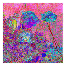 Abstrakte Lila und Blue Hydrangea mit Magenta