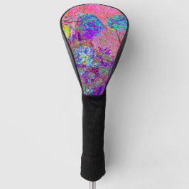Abstrakte Lila und Blue Hydrangea mit Magenta Golf Headcover