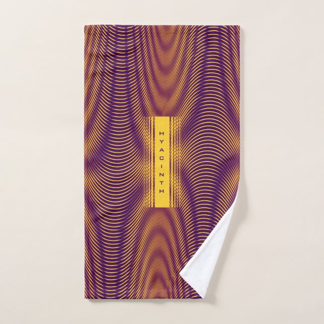 Abstrakte Lila und goldene psychedelische Streifen Badhandtuch Set (Handtuch)
