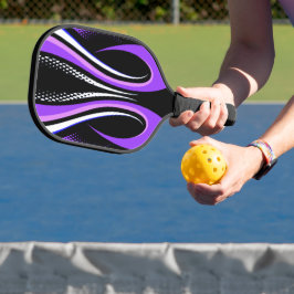 Abstrakte lila Weiß- und Schwarzkurve Pickleball Schläger