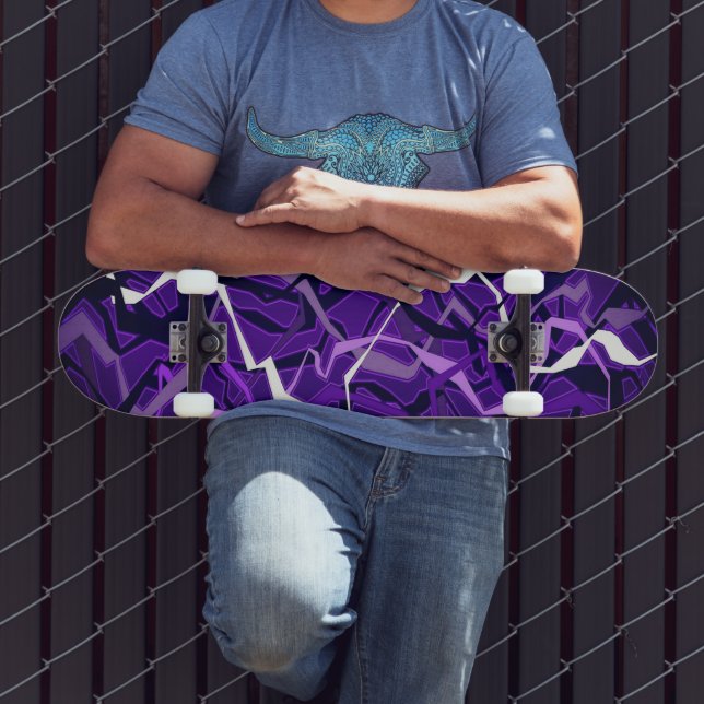 Abstrakte Lila Welle Skateboard (Außenbereich 3)