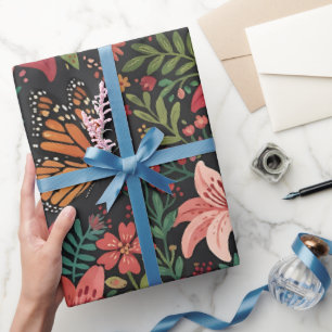 Abstrakte Lilien Monarch Schmetterling Geschenkpap Geschenkpapier