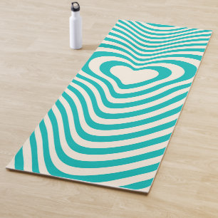 Abstrakte Lines Herz auf Türkis und Mandelcreme Yogamatte