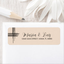 Abstrakte Lines Tan Wedding Label