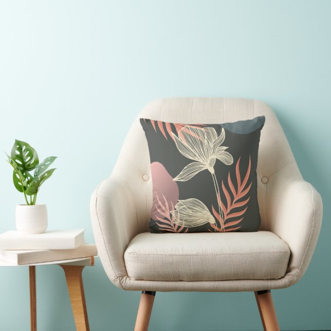 Abstrakte Linie Art Blume Design - Elegante Mi Kissen (Stuhl )