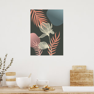 Abstrakte Linie Art Blume Design - Elegante Mi Poster
