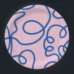 Abstrakte Linie Art Retro Rosa und Blau Pappteller<br><div class="desc">Abstrakte Linienkunst - Curly abstrakte Linien - modernes Design - Rosa und Blau.</div>