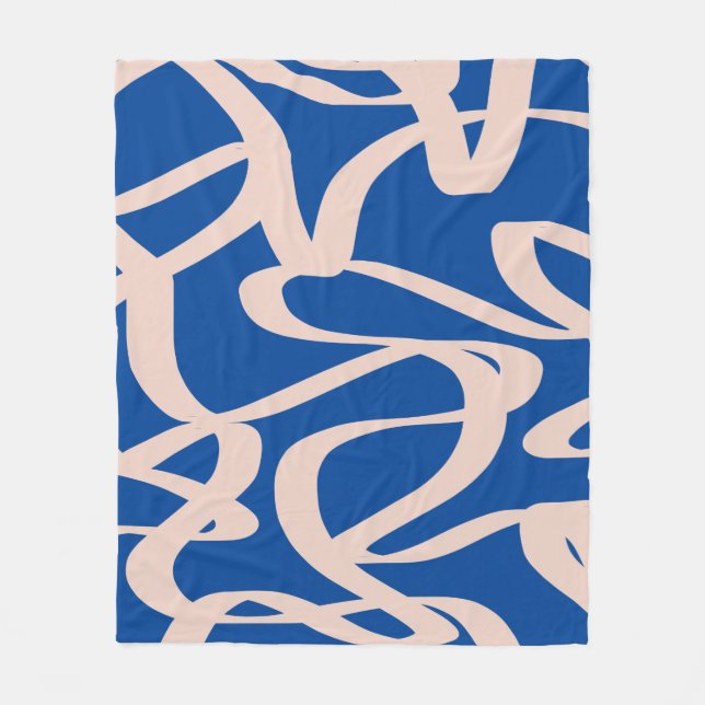 Abstrakte Linie Blau Fleecedecke (Vorderseite)