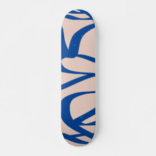 Abstrakte Linie Blau und Beige Skateboard