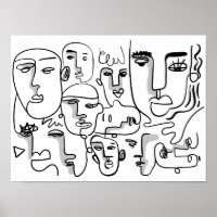 Abstrakte Linie Kunst, Abstrakte Gesichter Zeichne