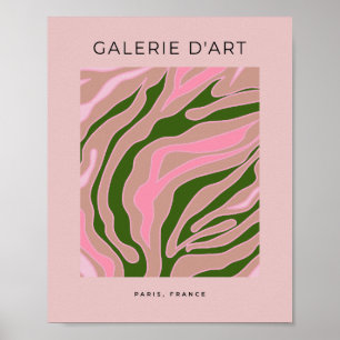 Abstrakte Linie Rosa und Grün Poster